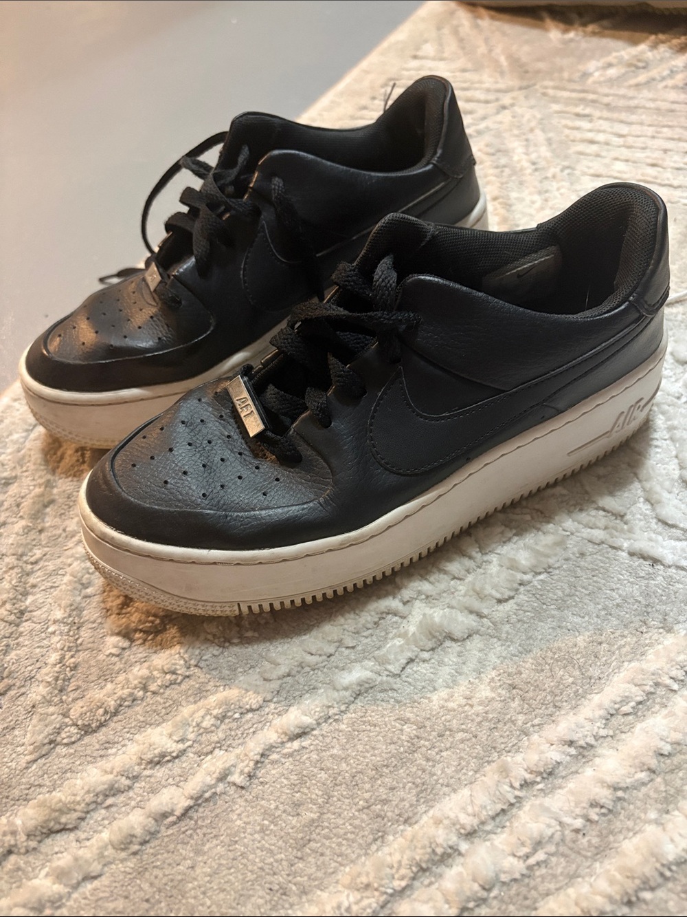 Nike Black Leather Platform Sneakers - Women